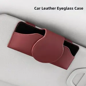 PU Leather Car Glasses Case Anti-Scratch Eyeglass Case Car Sunglasses Holder Wear-Resistant Shock-proof Sun Visor Storage Box