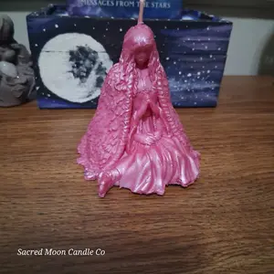 Pink Water Lily Goddess Candle For Altar Soy Beeswax Blend