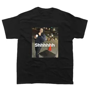 LUCKI Shhhhhh Graphic T-Shirt, Meme Shirt, Funny Rapper Shirt, Cool Shirt Menswear Cotton Unisex T-Shirt Print Fabric Top