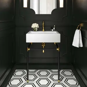 Modway Redeem 24" Wall-Mount Black Stainless Steel Bathroom Vanity in Black White
