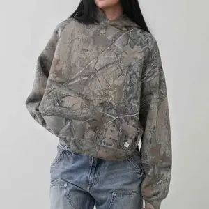 Camo Print Hooded Long Sleeve Pullover Sweatshirt Tops for Men and Women- Cozy Fall/Winter Casual Loose Fit with Kangaroo Pocket, Outdoor Sweatshirts Machine Washable Womenswear