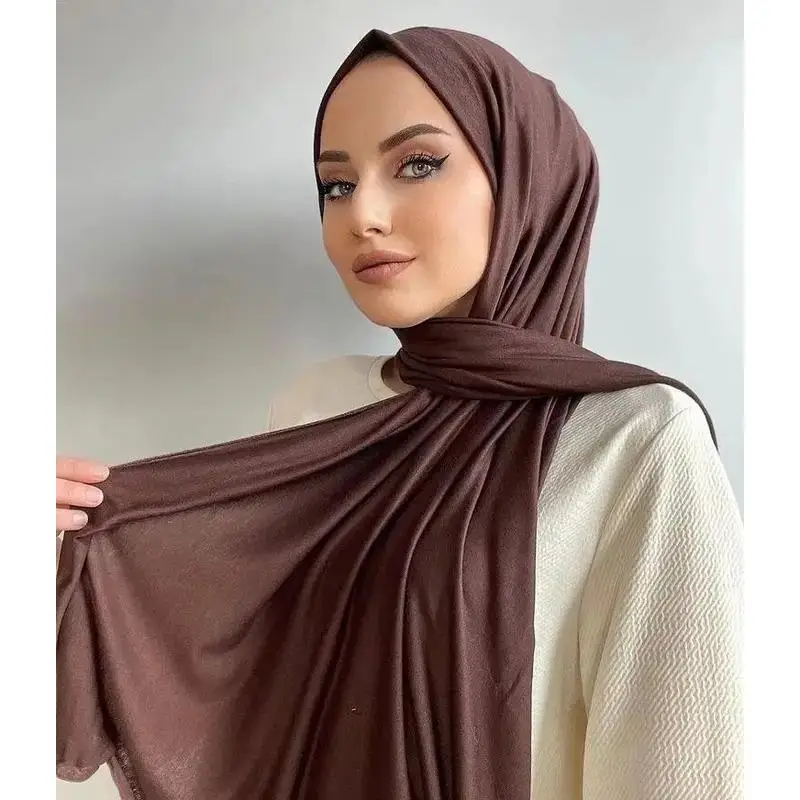 Ramadan Jersey Hijab Scarf For Muslim Women Shawl Stretchy Easy Hijabs Modal Cotton Hijab Scarves Headscarf African Woman Turban