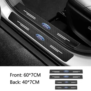 Carbon Fiber Car Door Sill Plate Car Rear Trunk Protector Stickers For Ford Focus mk2 mk3 Fiesta Fusion Ranger Mondeo S-MAX Kuga Auto Accessories