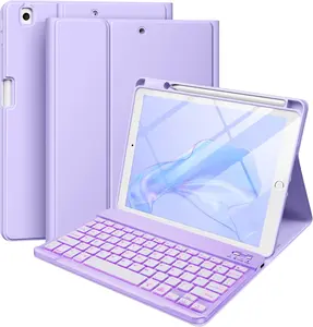 iPad 9th Generation Case with Keyboard 10.2 Inch - Backlit Wireless Detachable Folio Keyboard Cover with Pencil Holder for iPad 8th Gen/7th Gen/iPad Pro 10.5"/iPad Air 3rd Gen  Folding Protection Tablet cover