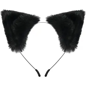 Cat Fox Ears Headband for Women Girls Halloween Cosplay Cat Costume Faux Fur Hair Accessories for Adult Kids