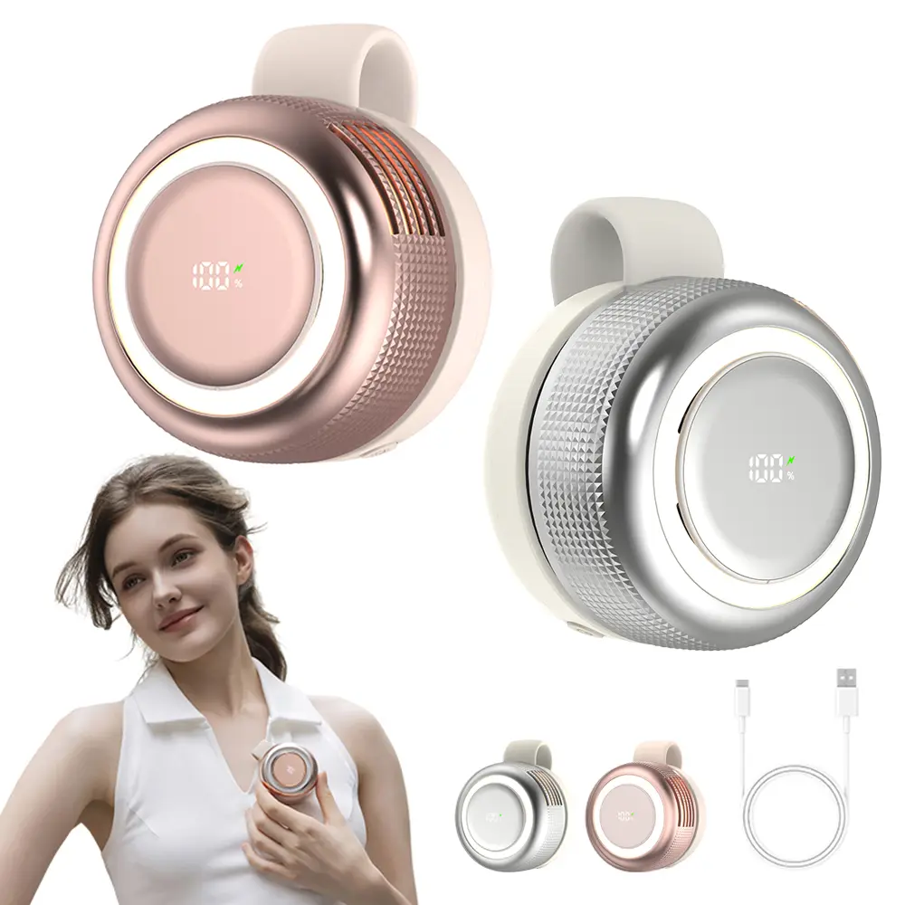 360° Rotatable Personal Clip Fan 2000mAh Rechargeable, Turbo Fan Blades High Wind Low Power Consumption, 3-Gear Color & Brightness Night Light, Digital Screen, Durable Memory Silicone Clip, Desktop/Waist/Backpack/Clothes Mount Mini Fan