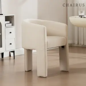 CHAIRUS Beige Linen Dining Chairs, Modern Barrel Dining Chairs with Arms, Upholstered Kitchen & Dining Room Chairs Comfy Side Chairs Accent Chairs for Kitchen/Dining Room/Living Room/Reception Room Cushions Armrests