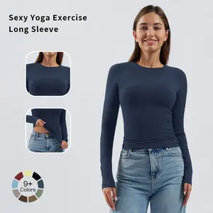 Tenwolf Women's Long Sleeve Sports Top, Shaping Fitness Tight-Fitting Clothing, Quick-Drying, Suitable for Running, Gym, Yoga and Other Sports, Breathable Sports Suit, Base Layer Shirt Suitable for All Seasons, Casual Versatile Tight-Fitting Top Slim-fit