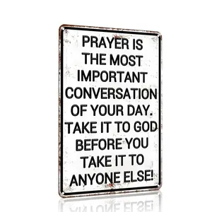 Christian Gifts for Men Women, Vintage Tin Sign, Religious Metal Wall Art, Home Church Prayer Room Office Chapel Decor