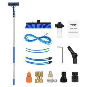 VEVOR Water Fed Pole Kit, TikTokShopBlackFriday, 30FT Solar Panel Cleaning Pole with Extendable Handle, 180° Rotatable Brush Head & 65.6FT Hose, Household & Outdoor Window Cleaner Tool for Caravan Solar Panel Deck