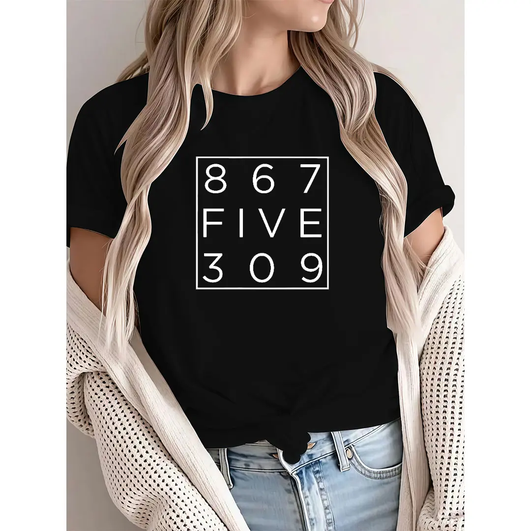 Vintage Pop Culture Apparel: "867 Five 309" Nostalgic Quote T-Shirt