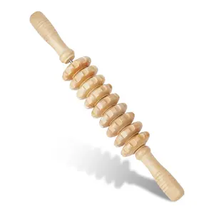 Manual Wooden Fascia Massage Roller Trigger Points for Release Cellulite Sore Muscle Blasting (White)