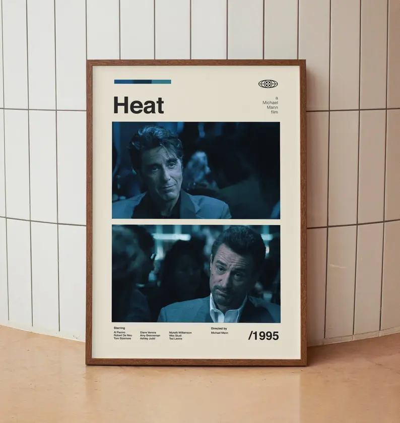 Heat 1995 Movie Poster, Retro Movie Poster, Poster Decor Room, Poster Movie