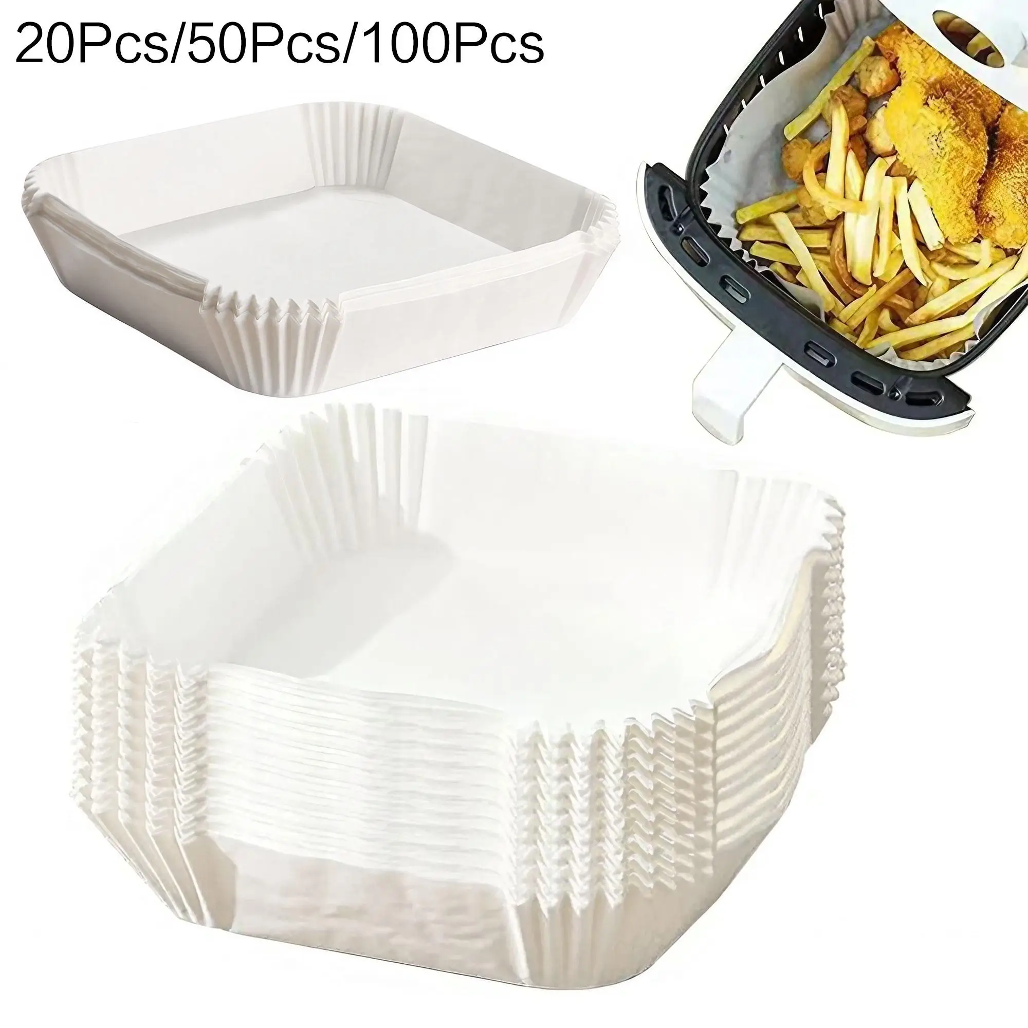 Disposable Air Fryer Liner, 20/50/100pcs Non-stick Air Fryer Liner, White Air Fryer Accessories for Kitchen Oven Baking