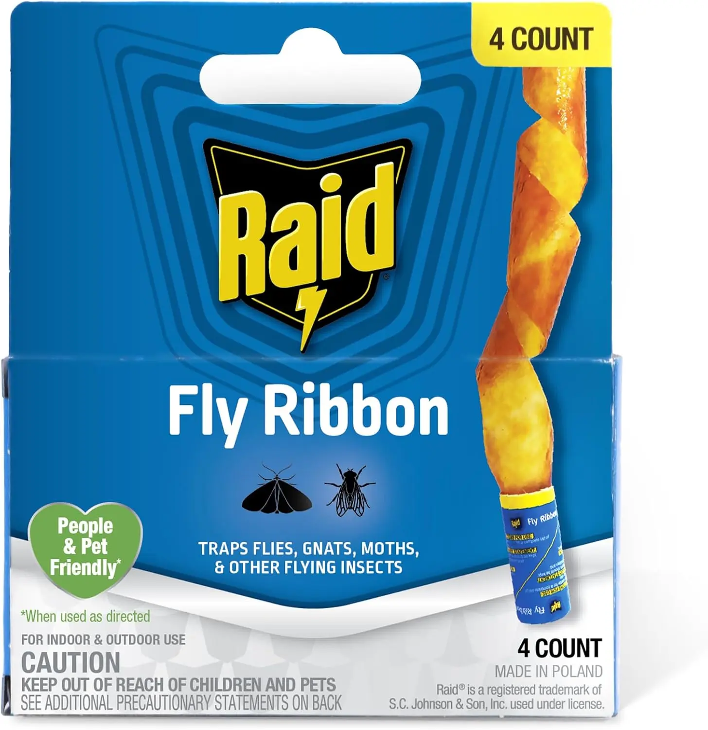 Raid Fly Catcher Ribbon Insect Trap, FR3-RAID Model, 4-Count, 1-Pack Home Pest Control Supply