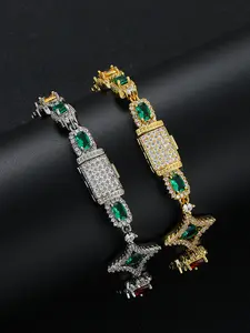 1PC ICED CHICS colored star square zircon bracelet, street hip-hop jewelry accessory, casual style, suitable for both men and women, enhancing your temperament, High Quality Bracelet