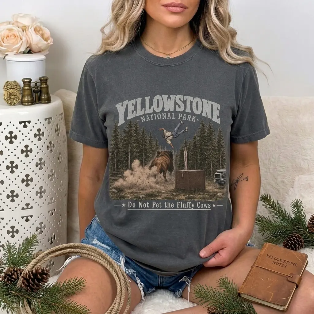 Do Not Pet the Fluffy Cows Yellowstone National Park Comfort Color Shirt, Yellowstone National Park Shirt, Buffalo Shirt, Travel