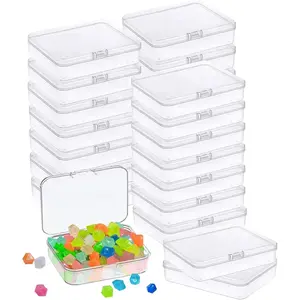 6 Pcs Mini Plastic Storage Containers Box with Lid, 3.5x2.4 Inches Clear Rectangle Box for Collecting Small Items, Beads, Game Pieces, Business Cards, Crafts Accessories