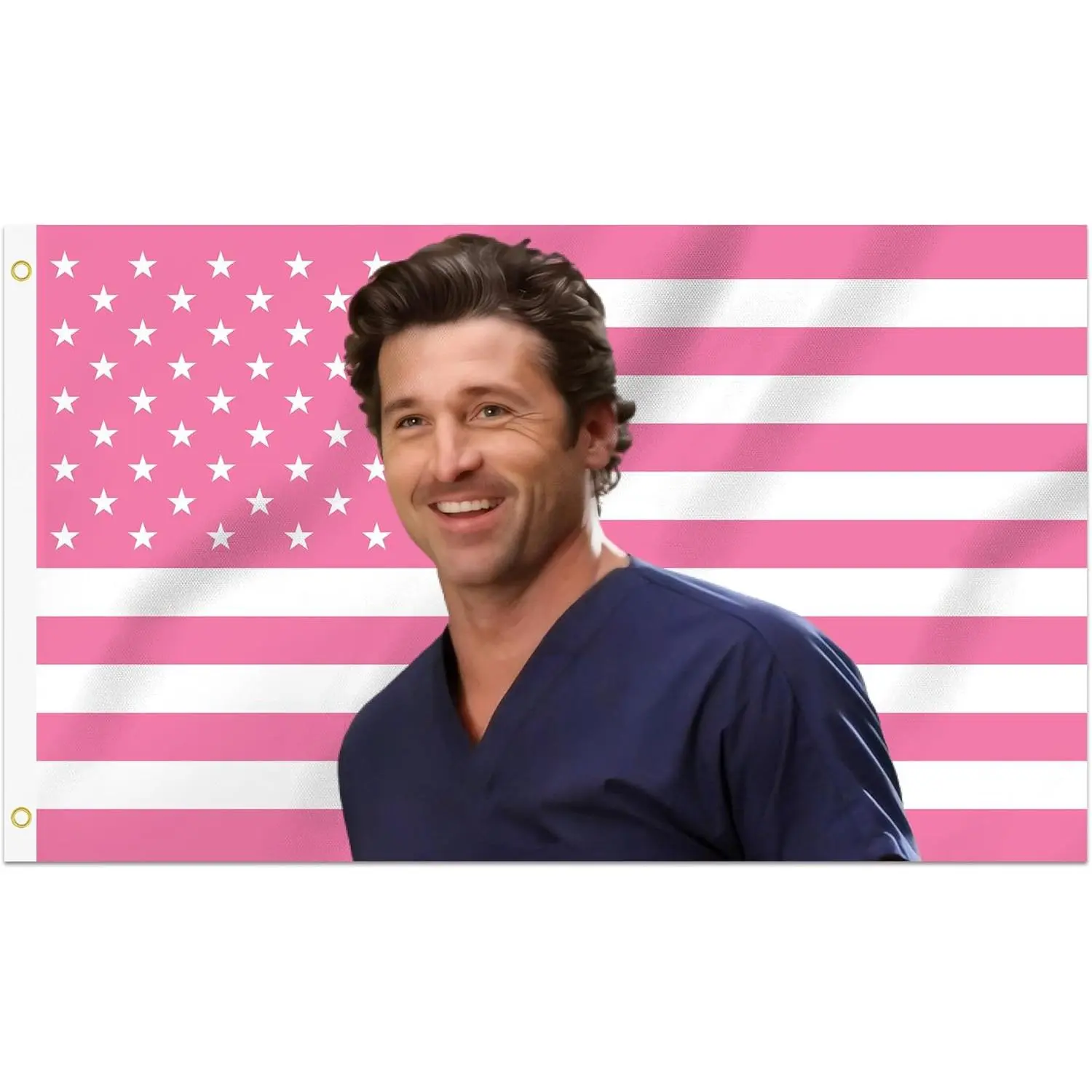 60in x 40in Stitched Tapestry - Patrick Dempsey Derek Themed Flag Banner, Indoor-Outdoor College Dorm Wall Hanging, Bedroom Decor for Porch Home Decor, Outdoors bedroom decor tapestry