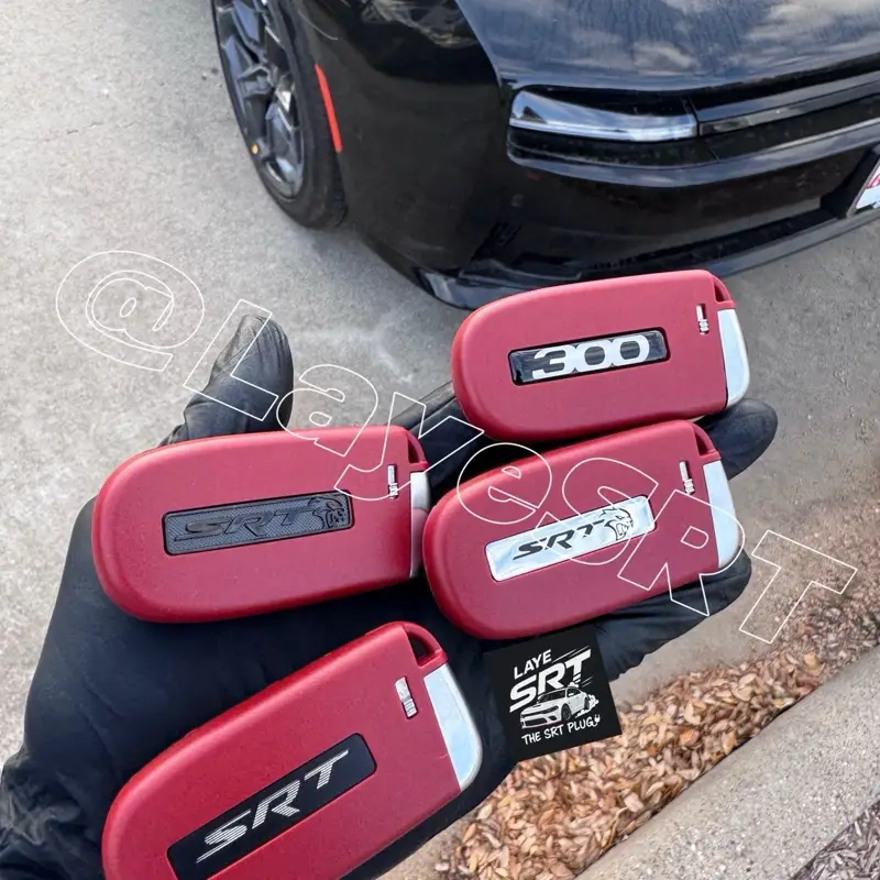 Red SRT -Hellcat Key Fob Shell for Dodge Charger Challenger Durango Chrysler 300 Redeye Demon Trackhawk with SRT Logo
