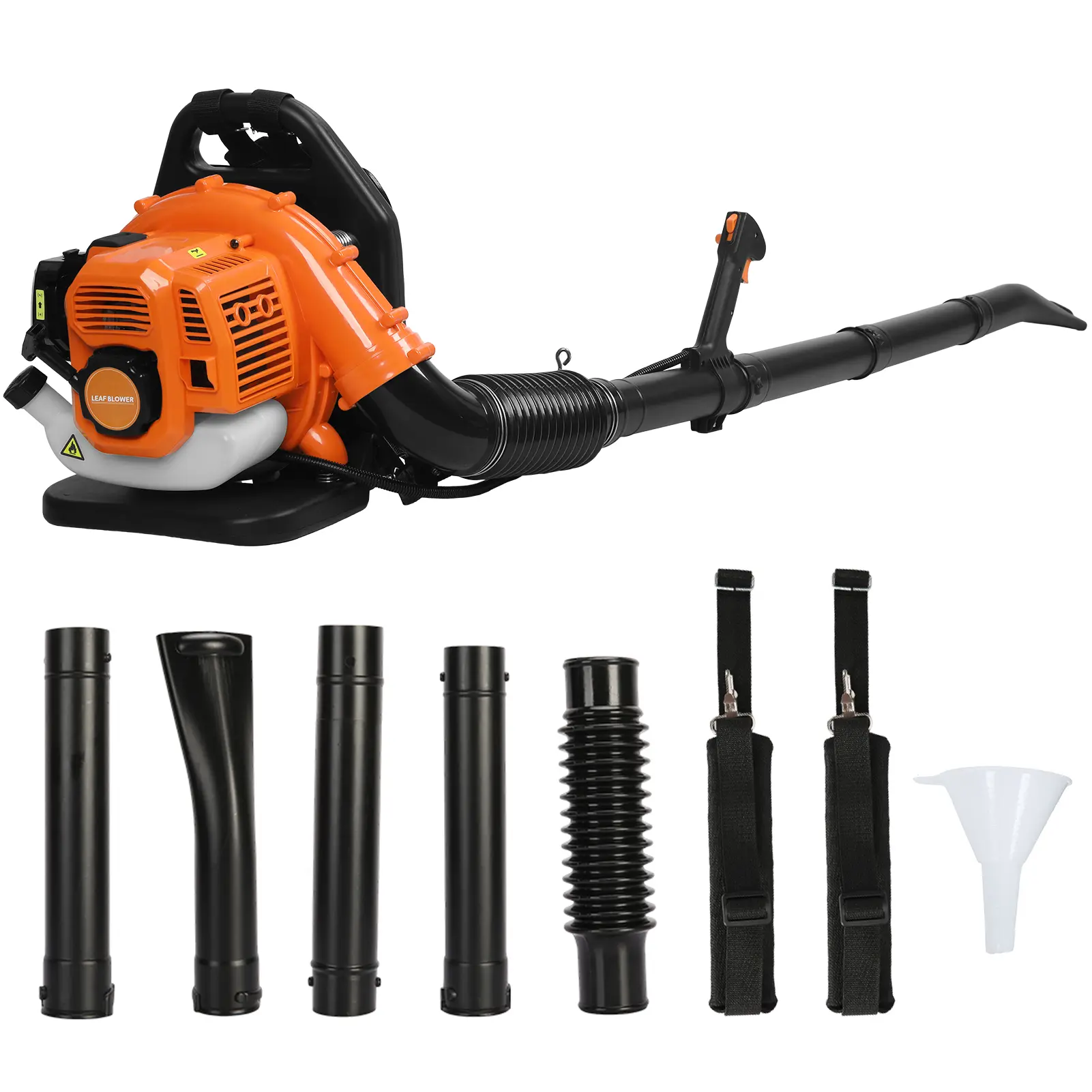 52cc 2-Stroke Gas Powered Backpack Leaf Blower, 550CFM 205 MPH 1.7KW/2.3HP Commercial-Grade Garden Tool, ABS Plastic Heavy-Duty for Outdoor Cleaning, Lawn Care