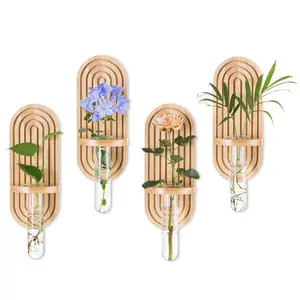 Glasseam Hanging Plant Propagation Stations: Rustic Wall Planter Set of 4 Planters for Indoor Plants Wood Plant Holder Decorative Glass Terrarium Test Tube Propogation Vase for Home Office Decor,tiktokshopblackfirday.