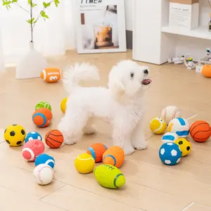 Latex Squeaky Dog Toy Stuffed Cotton Rugby Football Volleyball Pet Chew Toy
