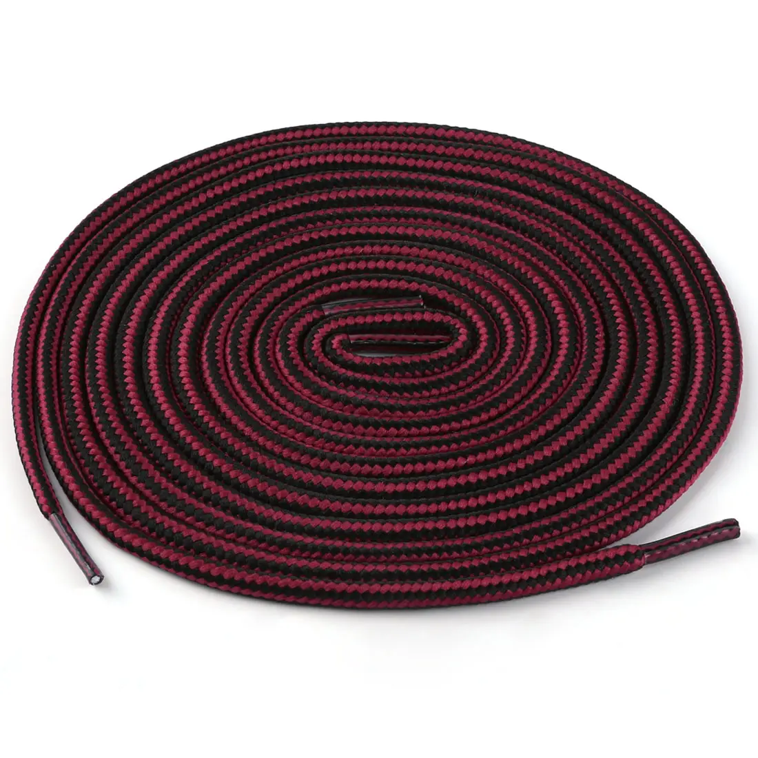 INSPIRE CHIC 3 Pairs Round Rope Dual Colored Striped 1/5 Thick Shoelace for Boots Sneakers & Hiking Shoes Black Wine Red