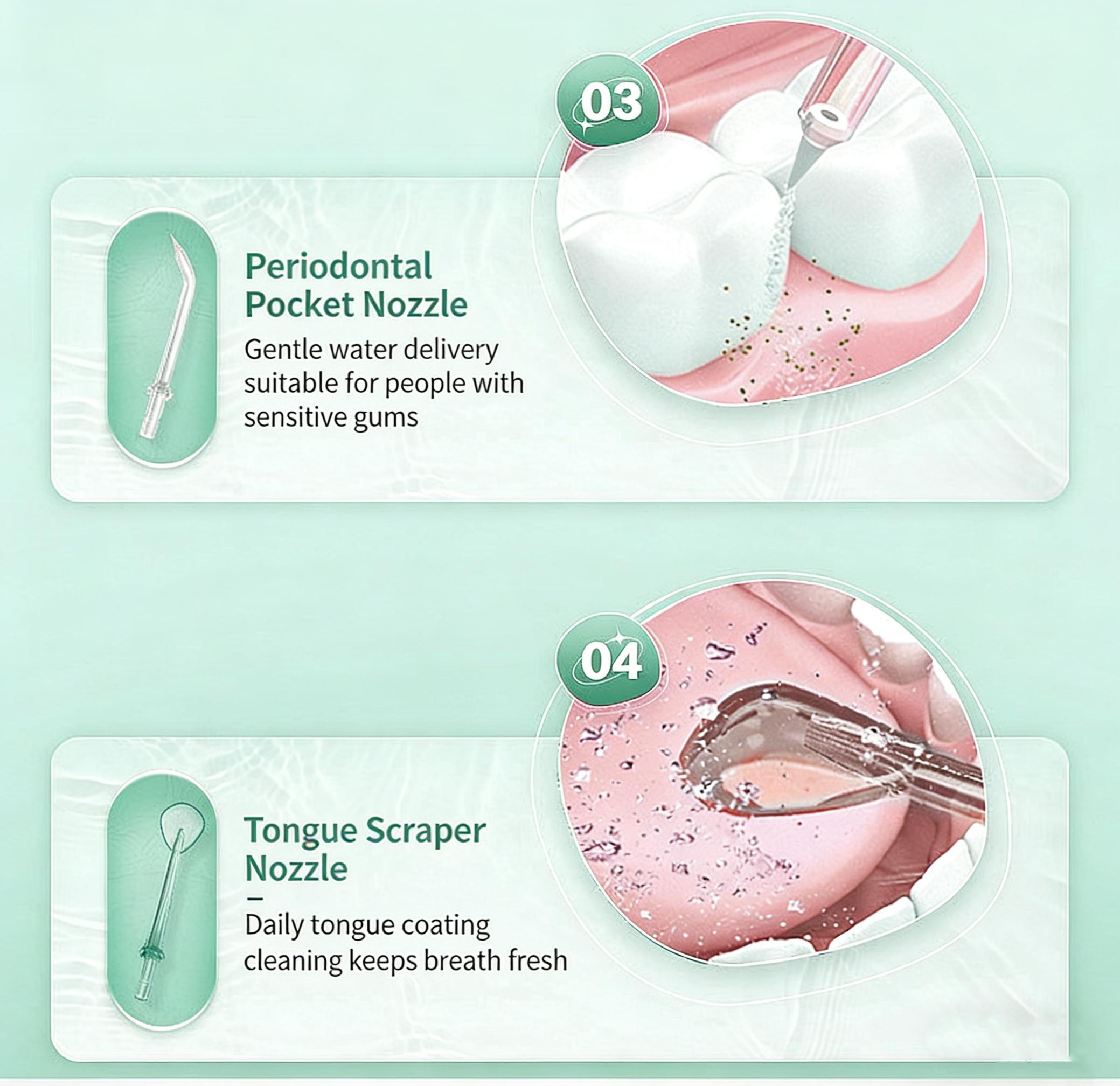 Wireless Water Flosser — Rechargeable Oral Irrigator | 5-Mode Wireless Oral Irrigator | Portable Design | Includes 4 Nozzles and a Removable Water Tank | Ideal for braces wearers those with sensitive teeth  and on-the-go use