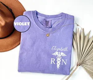 Personalized Registered Nurse Comfort Colors T-shirt, Custom Nurse Pocket Shirt, RN Appreciation Outfit, Nursing School Tee, Gift For Nurse