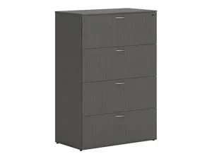 HON Mod 4-Drawer Lat File Cab Locking Letter/Legal Slate Teak 36" LLF3620L4LS1