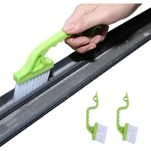 2pcs Hand-held Groove Gap Cleaning Tools Door Window Track Kitchen Cleaning Brushes(Green)