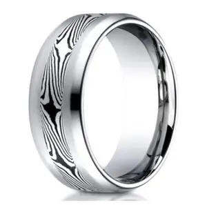Men's Cobalt Ring with Mokume Design  | 8mm