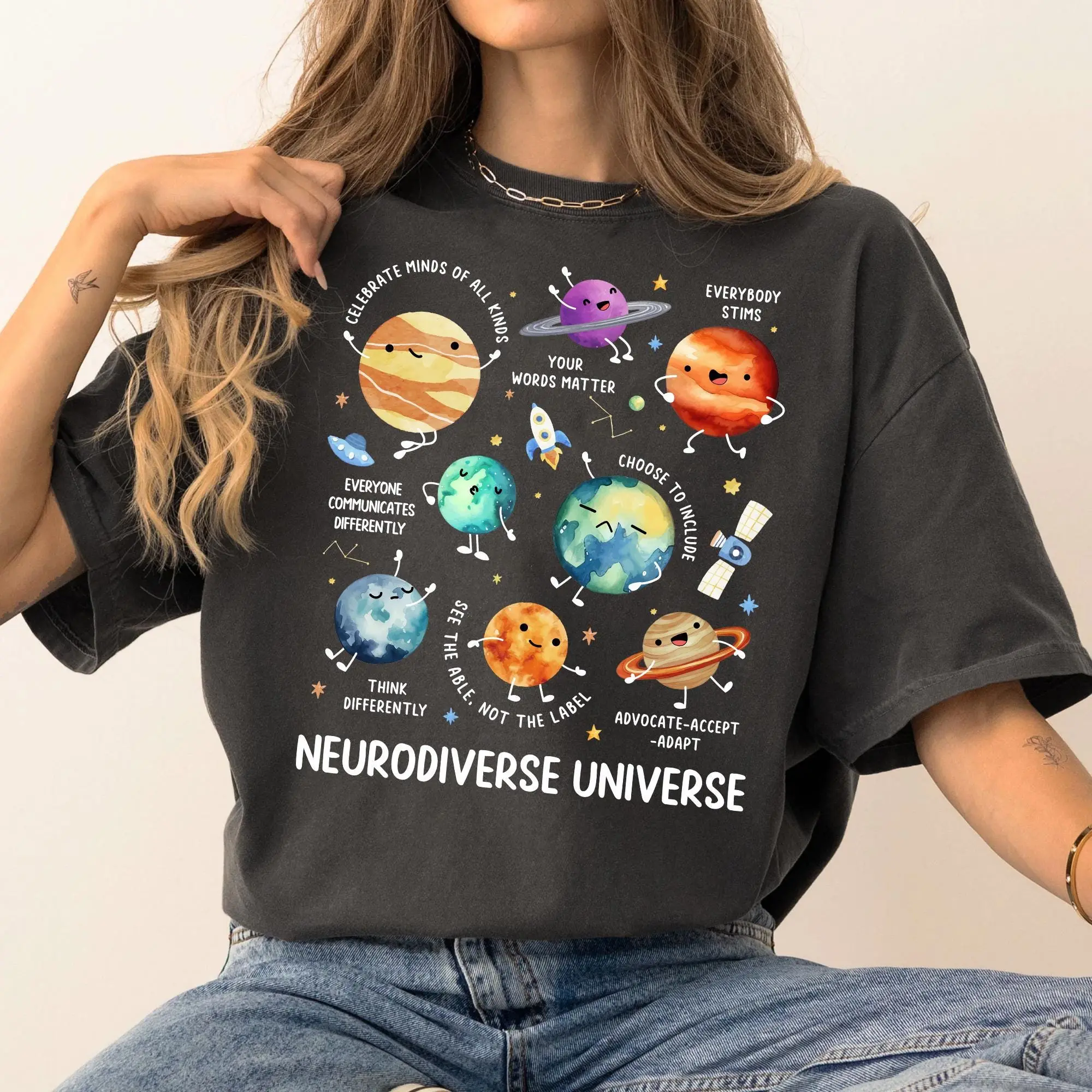 Space Neurodiversity Shirt Neurodiverse Tee Sped Teacher Shirt Autism Awareness Shirt Special Education Crewneck WAutisAware