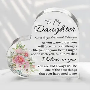 Acrylic Heart Sign Gift for Daughter, Memorial Keepsake, Birthday Wedding Inspirational Present, Home Office Bookshelf Decoration, Acrylic Desktop Decoration, Acrylic Plaque Sign, Acrylic Signage Plaque