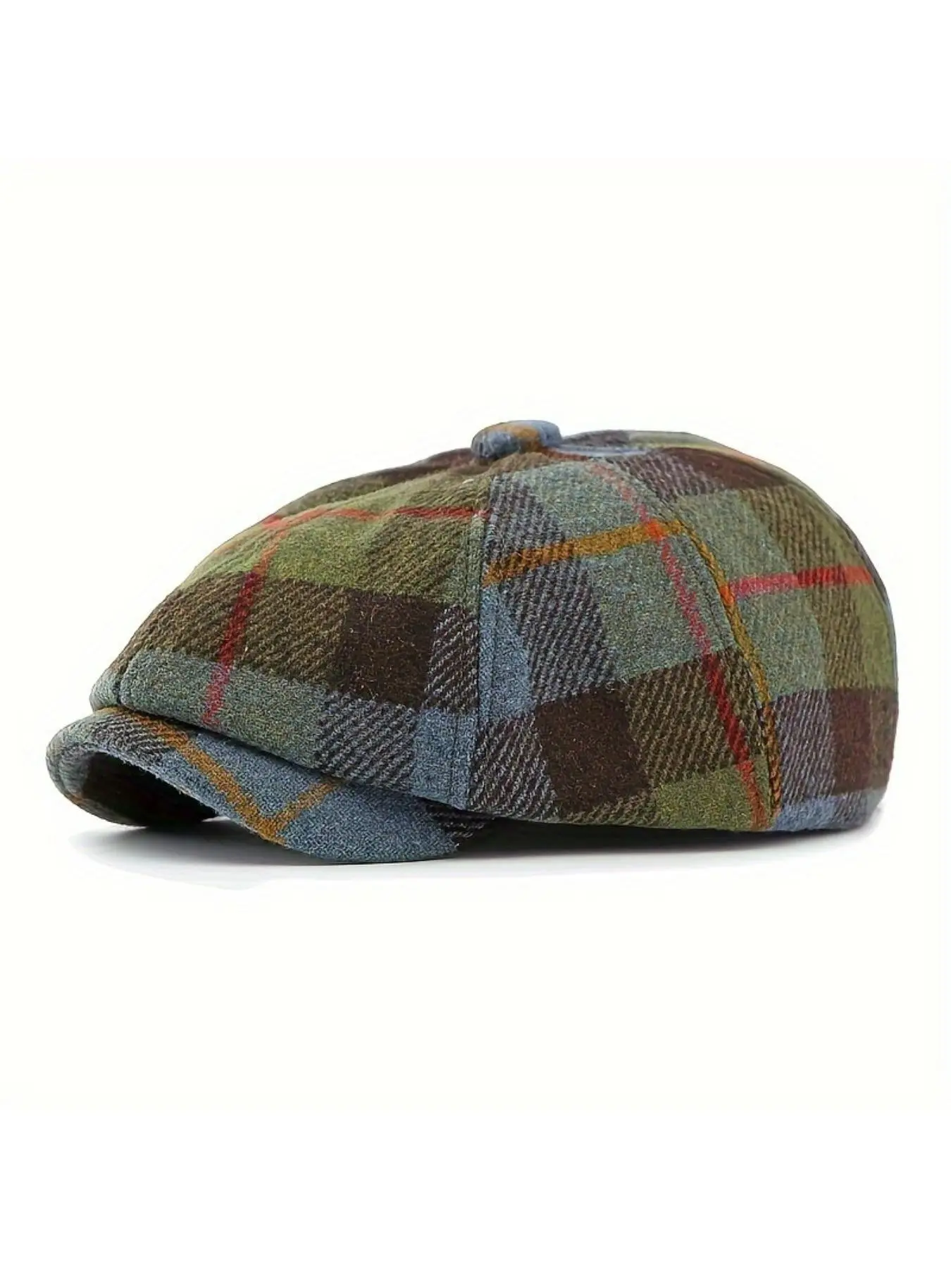 Vintage Checkered News Hat for Men And Women - Retro British Casual Fashion Style Octagonal Cap - Painter&Apos;S Beret