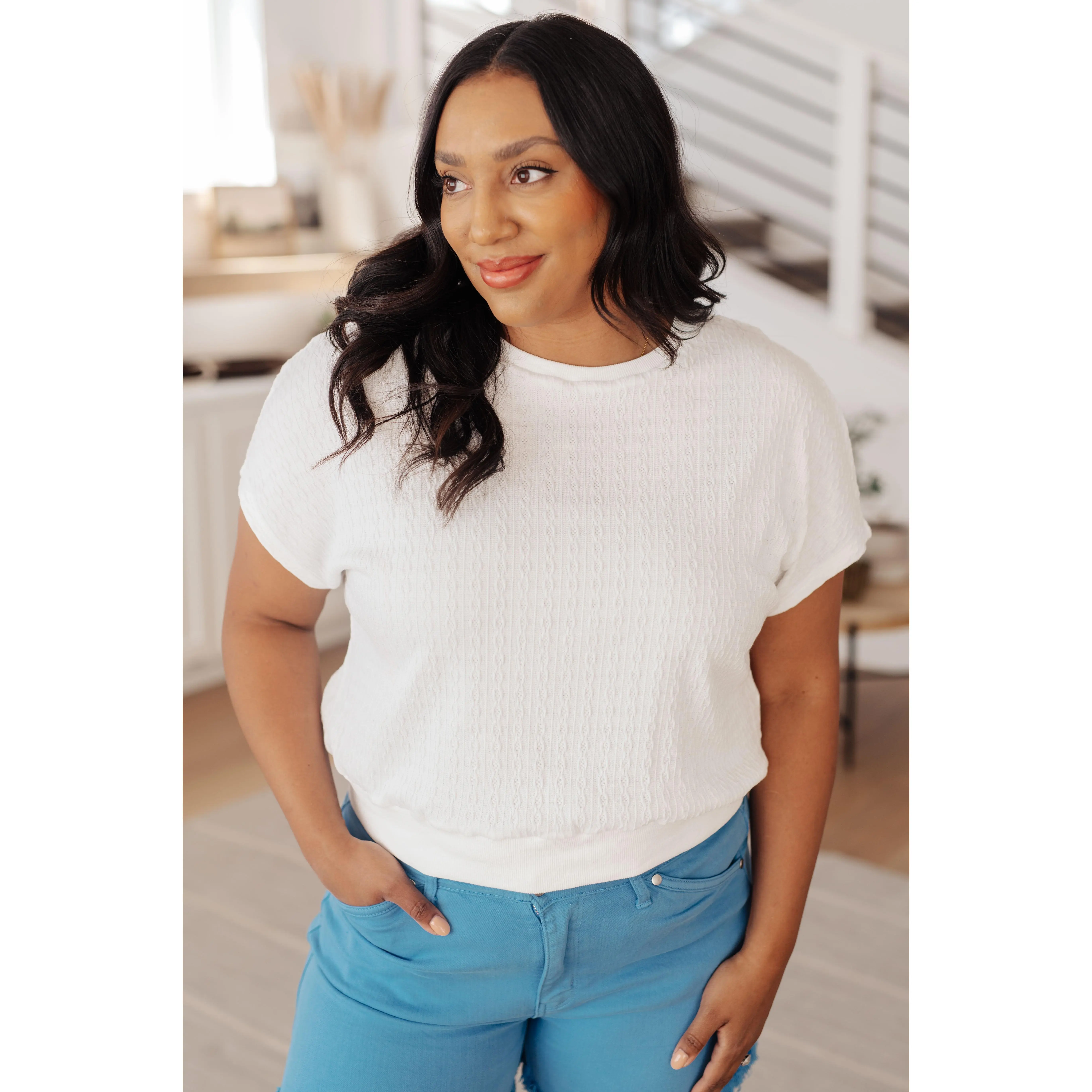 One Eleven North Clearly Classic Short Sleeve Top in White