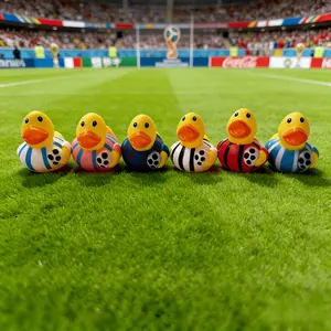 12PCS 2026 Soccer Rubber Duck Figurines, 6 Assorted Colors Football Vinyl Ducks Bulk Set, World Cup Party Supplies, Summer Beach Pool Decor, Jeep Dashboard Ornament, Birthday Goodie Bag Fillers for Soccer Fans.