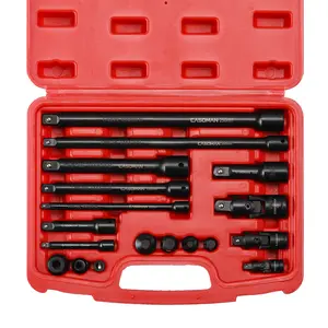CASOMAN 18-Piece Drive Tool Accessory Home Tool Kit Set - Premium Chrome-Vanadium Steel Socket Set with Corrosion-Resistant Black Phosphate Finish, Includes 1/2"f*3/8"m Socket Adapters, Extensions, Universal Joints, Coupler, Impact Socket Set
