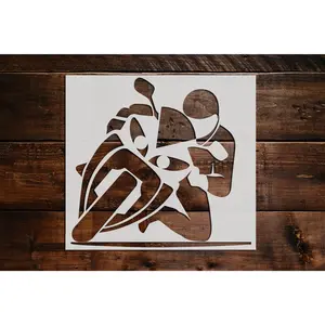 Motorcycle and Rider Stencil - Art and Wall Stencil