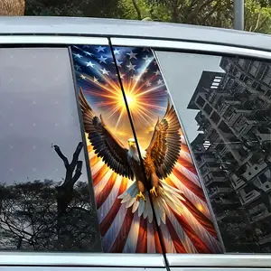 2pc American Flag Vinyl Sticker, Creative Car B Pillar Protection Decal, Easy Peel & Stick, Sunproof Waterproof Scratch Resistant, Car Decals