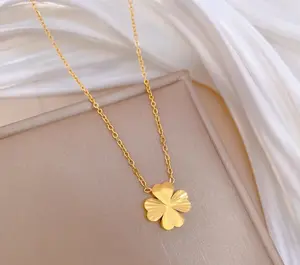 Petite Golden Clover Charm Necklace