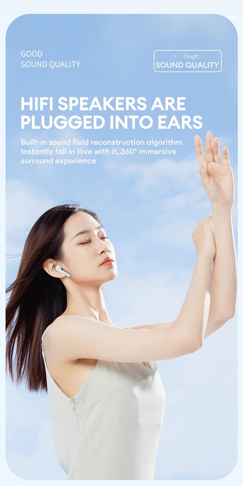 HYUNDAI T17 In-Ear Wireless Headphones with Bluetooth 5.3, Anti-Leakage Shell, Low Latency, Lightweight & Comfortable Fit, Wireless Earbuds for Music & Calls, Compatible with Android & iOS