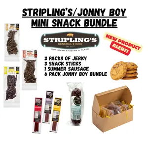 Stripling’s/Jonny Boy Mini Snacking Bundle- Hickory/Peppered/Jalapeno Jerky - Family Owned Premium Snack Packs - Made in the USA