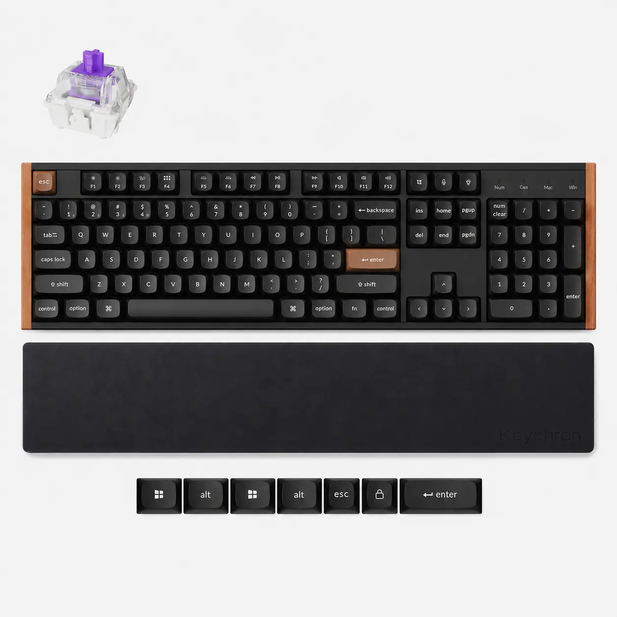 Keychron K10 HE Wireless Magnetic Switch Keyboard & Wrist Rest Bundle, Full-Size 100% Layout, Rapid Trigger, Adjustable Actuation, 2.4GHz Wireless, Bluetooth, Wired, RGB Backlight