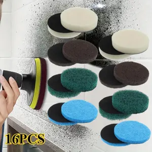 16Pcs Electric Cleaning Brush Pad Set,Including 4 Foam Pads 4 Kitchen Mats,4 Performance Pads, 4 Microfibre Pads,Suitable for Dremel Versa Cleaning Brush