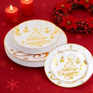 40-Piece Hat Pattern Plastic Plates Set, Heat Resistant & Washable Party Dishes, Perfect for Halloween Christmas Valentine's Day New Year