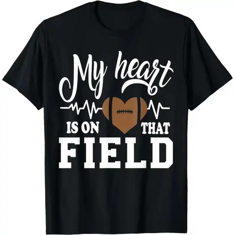 Women's Short-Sleeve Round Neck Casual Fit Football Mom Print T-Shirt - For Fans Whose Heart Belongs On The Field With Their Player