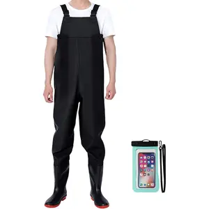 Fishing Chest Waders and  Wader Pants for Men,  PVC Lightweight Bootfoot Black Insulated Wading