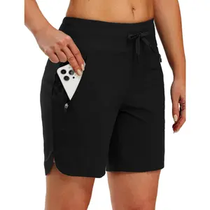 Women's Board Shorts 7" High Waisted Swim Beach Quick Dry Shorts with Zipper Pockets Water Liner Bathing Bottom